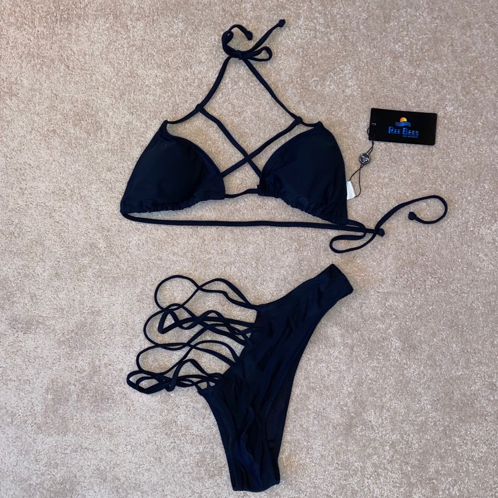 Black strappy bikini